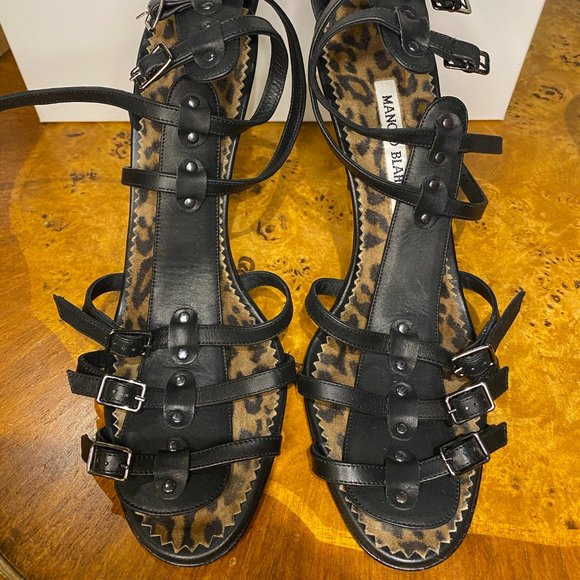 Manolo Blahnik black strappy sandal - Picture 1 of 6